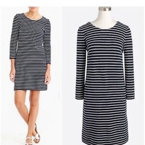 J.crew size XXS maritime stripe navy white nautical shift cotton dress